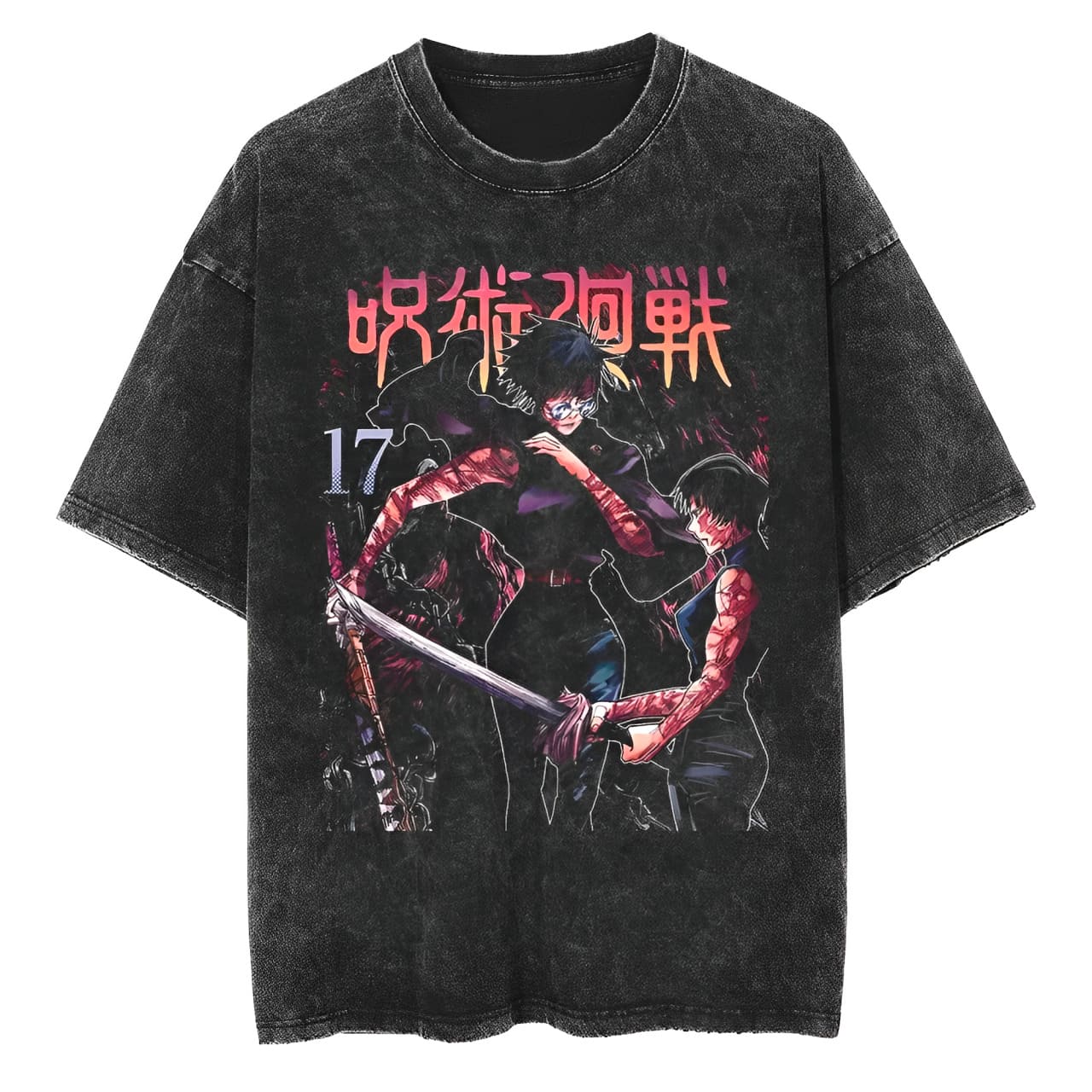 

Jujutsu Kaisen Maki Zenin T Shirt Vintage Acid Wash Graphic Men Oversized Streetwear Anime Retro Cotton Top Tee M