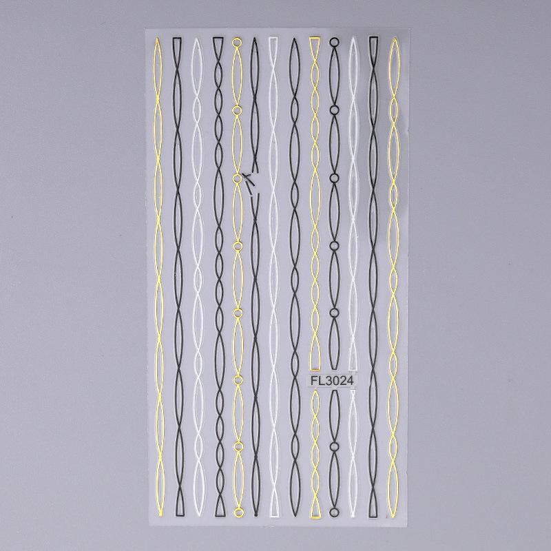 Abstract Line DIY Nail Stickers for Women Girls Nail Art Decorations Rose Gold Spring 3D Sliders for Manicure Nail Polish Decals