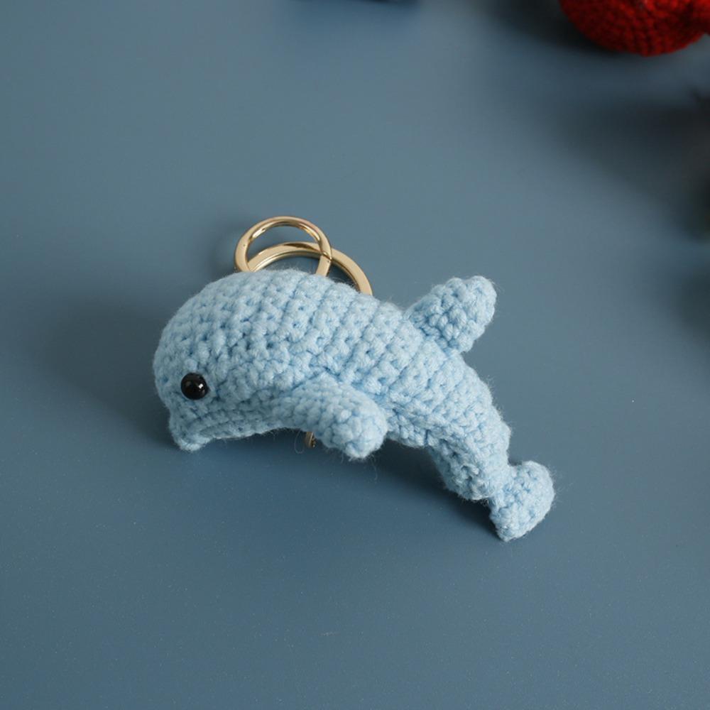 Ocean Series Crochet Keychain Handmaking Crochet Shark Doll Knitted Keyrings  Bag Charm