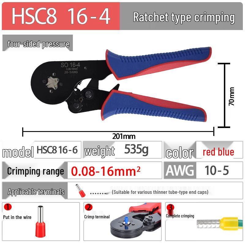 Self-Adjusting Tubular Terminal Crimping Tool