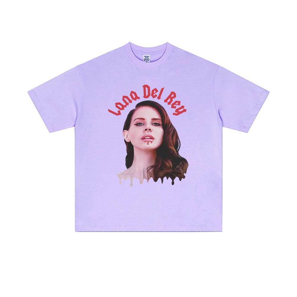 Sängerin Lana Del Rey Gesicht Grafik T-Shirt Herren Damen Freizeit Baumwolle Oversized Kurzarm T-Shirts Männliche Mode Vintage Streetwear