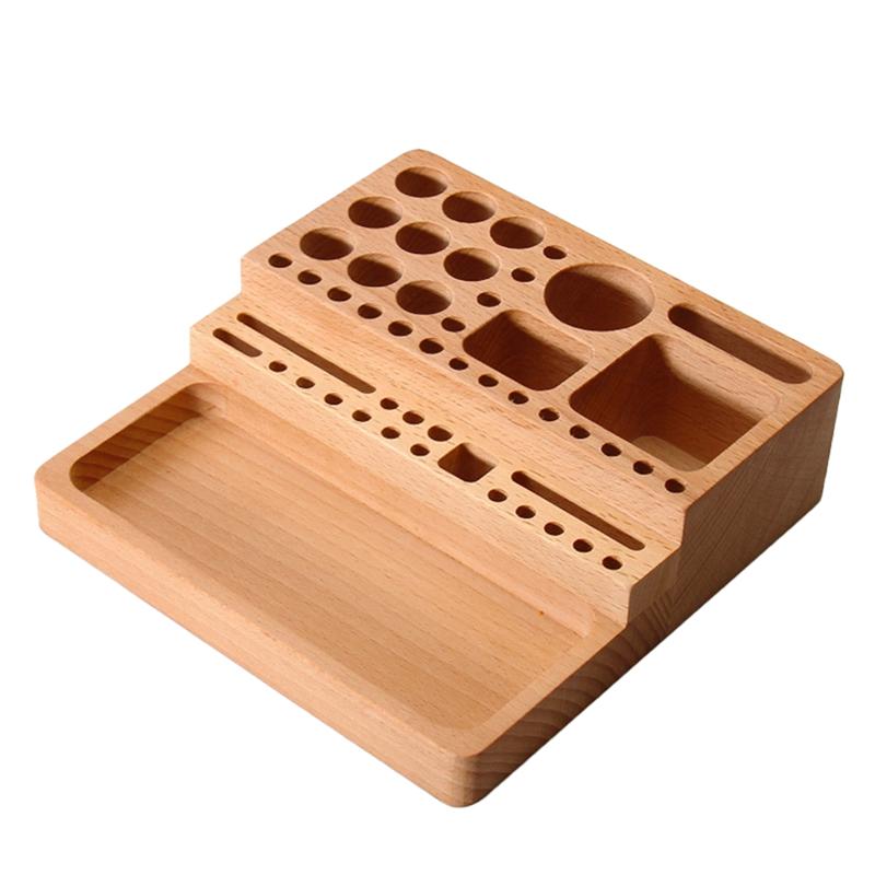 Beech Wood Handmade DIY Tool Rack For Printing Leather Carving Punching Diamond Tools Storage Box Leather Making Kit