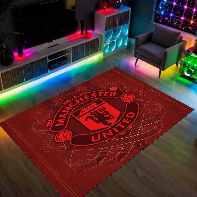 Manchester United Design Crystal Velvet Carpet Cozy Non?Slip Printed Rug For Bedroom Living Room Entrance