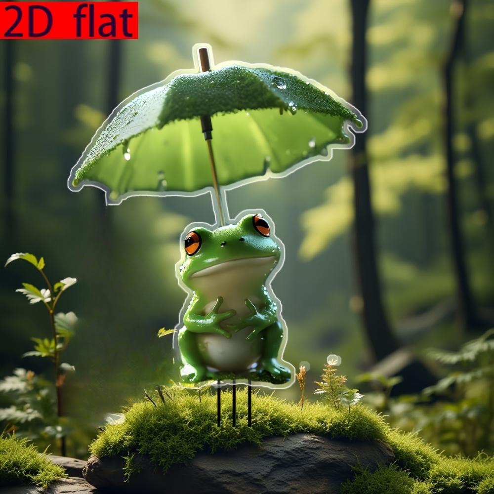 Cute Frog, 2D Flat Acrylic, Decorative Floor Plugs, Suitable for Lawns, Potted Plants, Gardens, Garden Landscaping, Christmas, Halloween