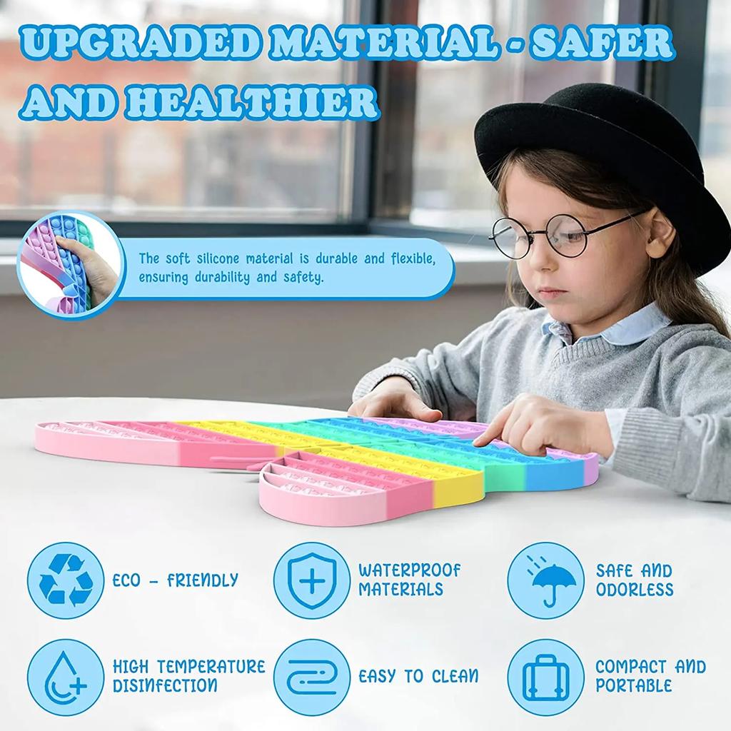 40Cm Big Size Rainbow Butterfly Top Push Fidgeting Toys  Stress  Toy For Kidss Kids Simple Dimple Unwind Game Ahdh