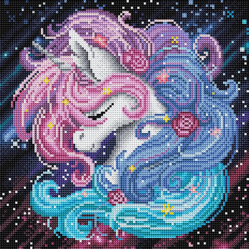 DIAMOND ART CLUB Aurora Unicorn Diamond Painting Kit, Fantasy Diamond Canvas, Round 5D Diamond Art Kit for Adults and All Ages, 13" X 13" (33 X 33cm)