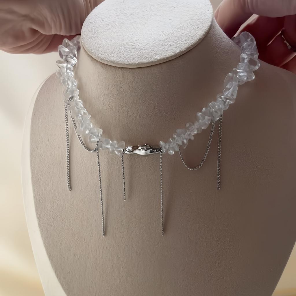 Nuova Collana con Perline a Forma di Cuore Y2K Donna Boho Cristallo Classe Ghiaia Catena Clavicola Choker Cool Y2K Gioielli di Moda Raffinati
