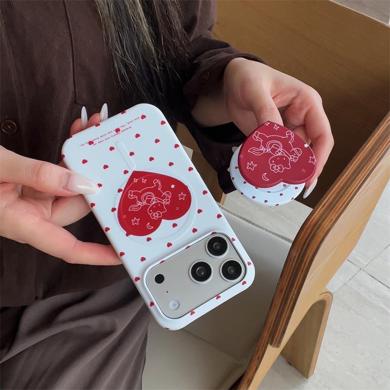 KT Magnetic Bracket Horse Riding Heart Phone Case for iPhone 17 Pro Max/Apple 16/15 Pro