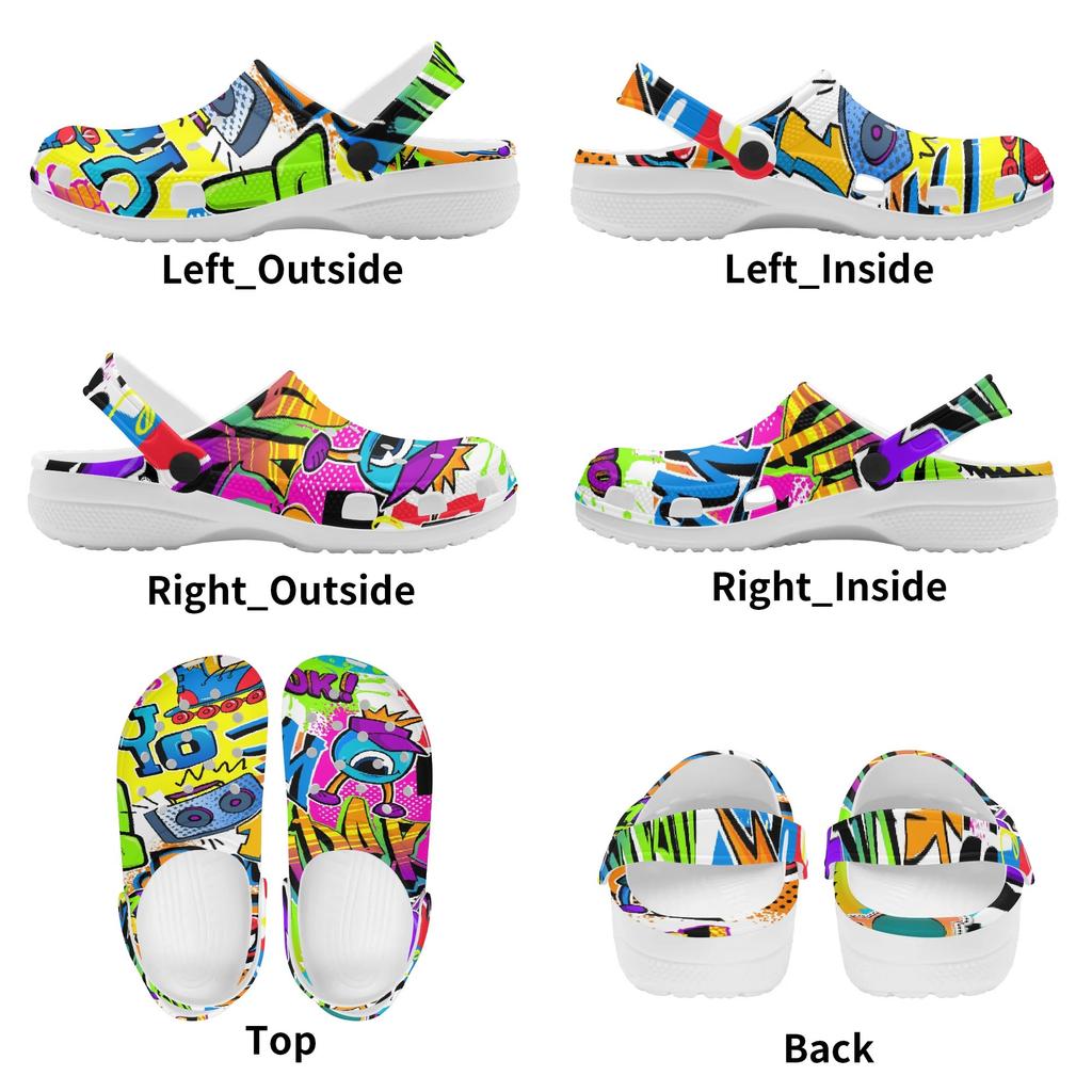 Unisex Printed EVA Beach Shoes Lightweight Breathable Slip On Garden Clogs Pool Bathroom Home Casual Sandals Home Garden Use