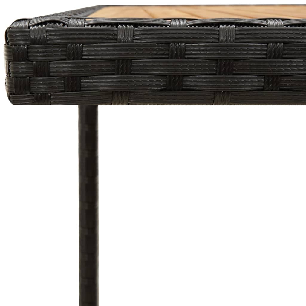 Garden Table Black 109 x 107 x 74 cm Poly Rattan Solid Acacia Wood