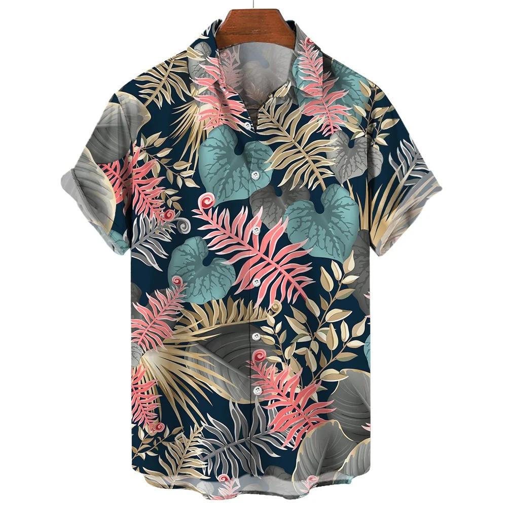 Hawaiian Shirts For Male Flower Pattern Men's Casual Short Sleeved Top Summer Oversized Streetwear Original Men Clothing