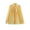 European and American French style, women's clothing, fashionable and versatile, simple temperament two-color light and elegant shirt