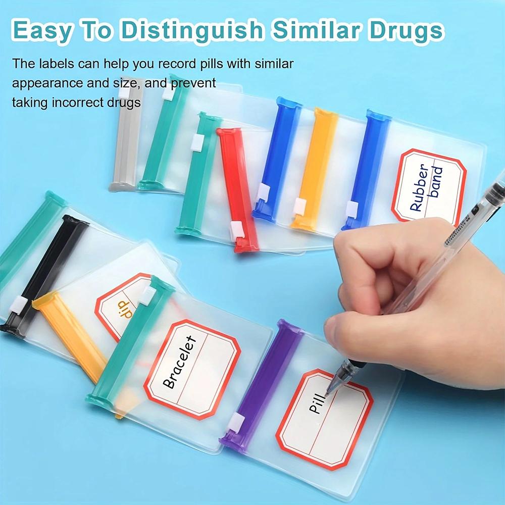 Medicine Organizer 7 Colors Self Sealing Translucent Medicine Bags Trave 7pcs Pill Pouch Bags Reusable Zippered Pill Pouch Set