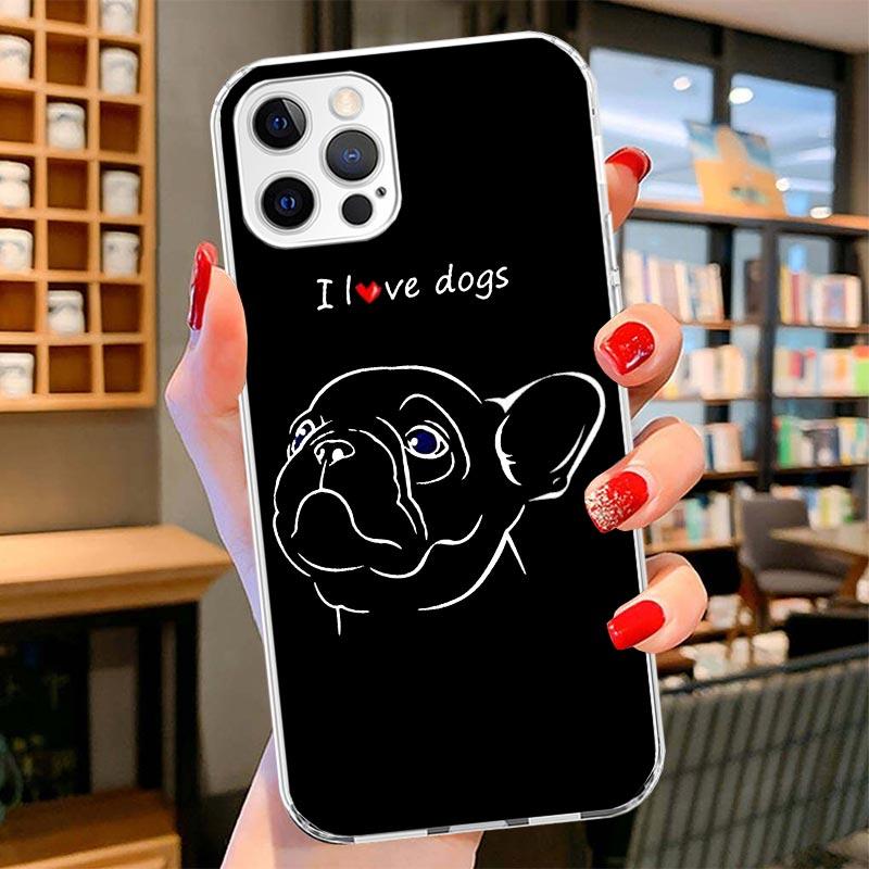 

French Bulldog Black White Cover Phone Case For iPhone 16 17 Air 15 14 Pro Max 16E Phone Case 13 Mini 12 11 7 SE 8 Print Pattern iPhone 16