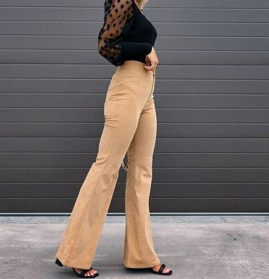 

2025 Women s Slimming Corduroy Flare Pants in Solid Color S
