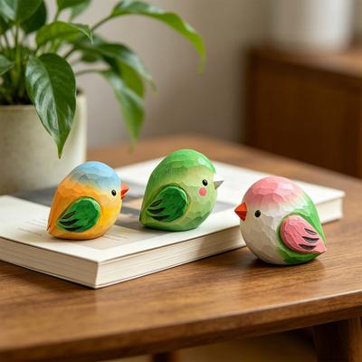 Mini Holzschnitzerei Vogelornament Handgeschnitzte Bemalte Vogelfigur Statue Skulptur Haus Büro Schreibtisch Dekoration Ornament