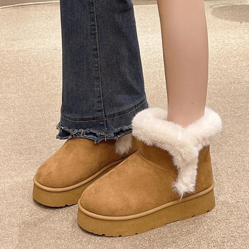 Fashion Classic Fur Boots For Women Winter New Snow Boots Outdoor Fashion Warm Plush Ankle Boots Women Thick Sole Padded Boots 2024