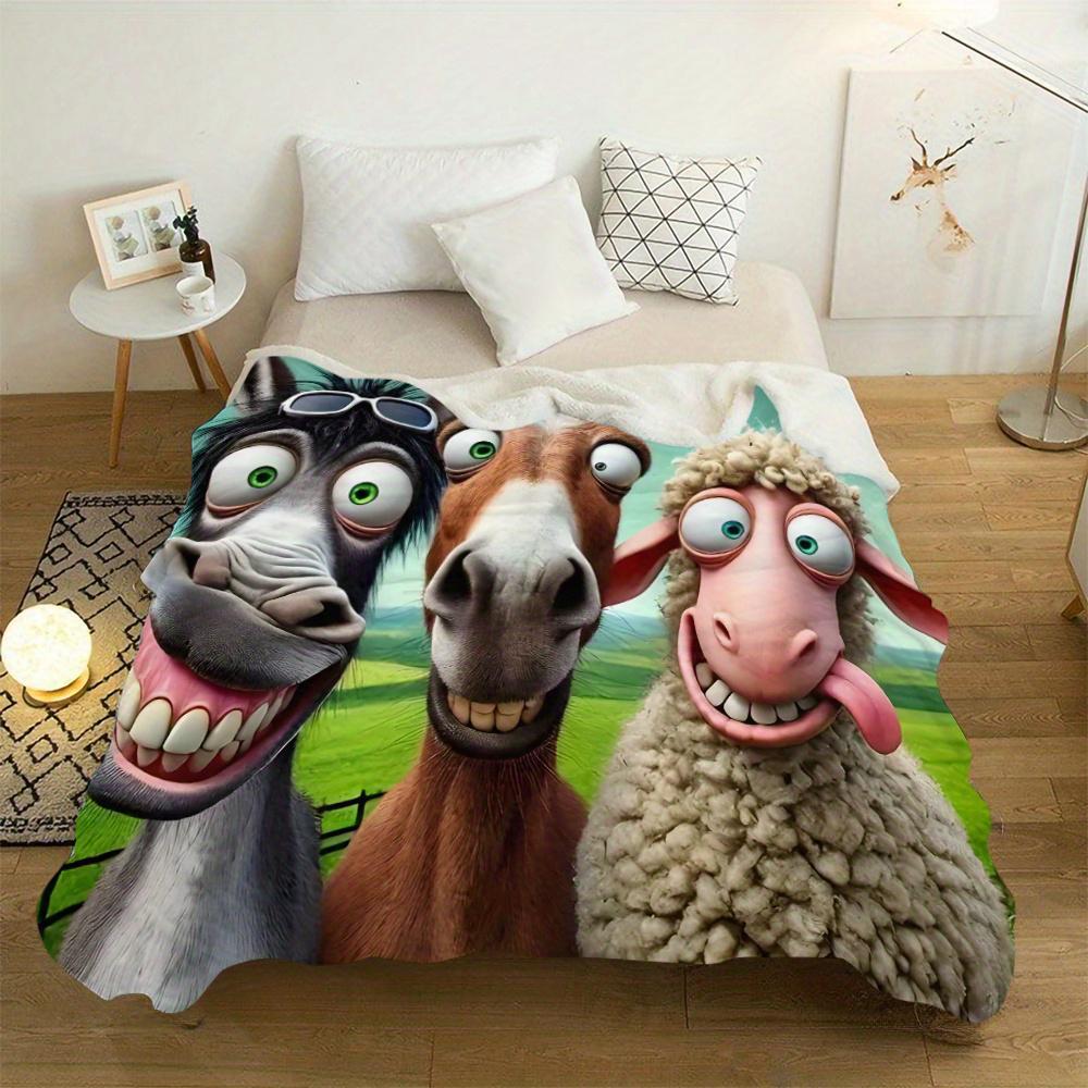 

Funny Animal Pattern Blanket , Warm and comfortable throw blanket sofa bed sofa camping trip, the best gift. 75x90cm