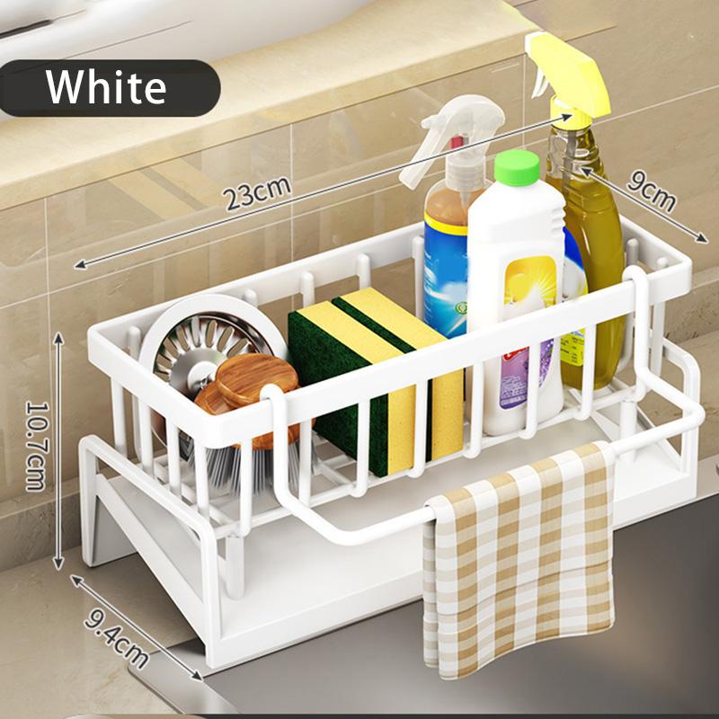 Kitchen Sponge Holder Plastic Sink Drain Rack Soap Drainer Towel Rack Self-draining Organizer Bathroom Storage Accessories