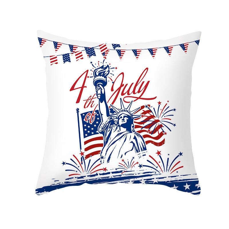 New American Independence Day Pillowcase, Simple Peach Skin Velvet Printed Cushion Cover, Sofa Pillow Cover