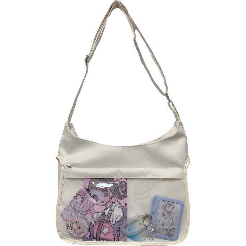 Double-sided dual-purpose wind girl heart messenger bag, transparent portable shoulder bag for students in class