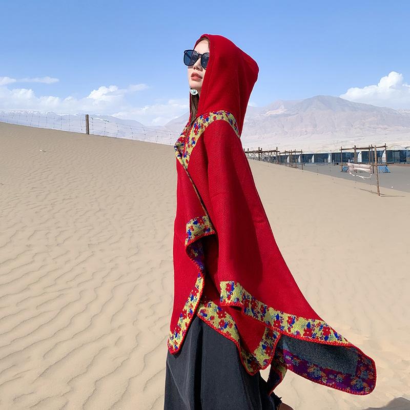 Осенне-зимняя шаль женская имитация кашемира теплая в богемном этническом стиле кисточка — фото 11