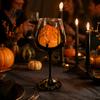 Set di Bicchieri da Vino a Tema Halloween con Gambo, Calice Artistico Dipinto a Mano, Idee Regalo Uniche, Capacità 720ml, Bicchieri Decorativi