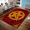 Golden Pentagram On Ornate Red Background Non-slip Rug Suitable for Living Room and Bedroom Sofas