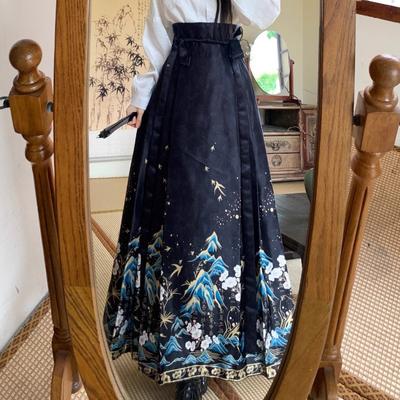 Women's  Chinese-Style Horse Face Skirt - Hanfu Pleated One-Piece Long Skirt