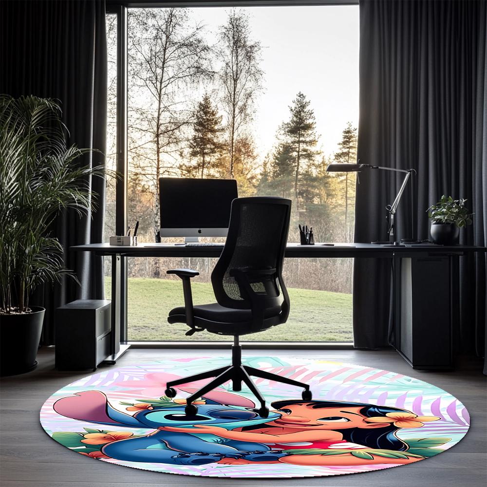 Stitch Printed Round Rug Carpet Chair Rug Area Rug Entryway Doormats,for Office Chair Living Room Bedroom Kitchen Room.