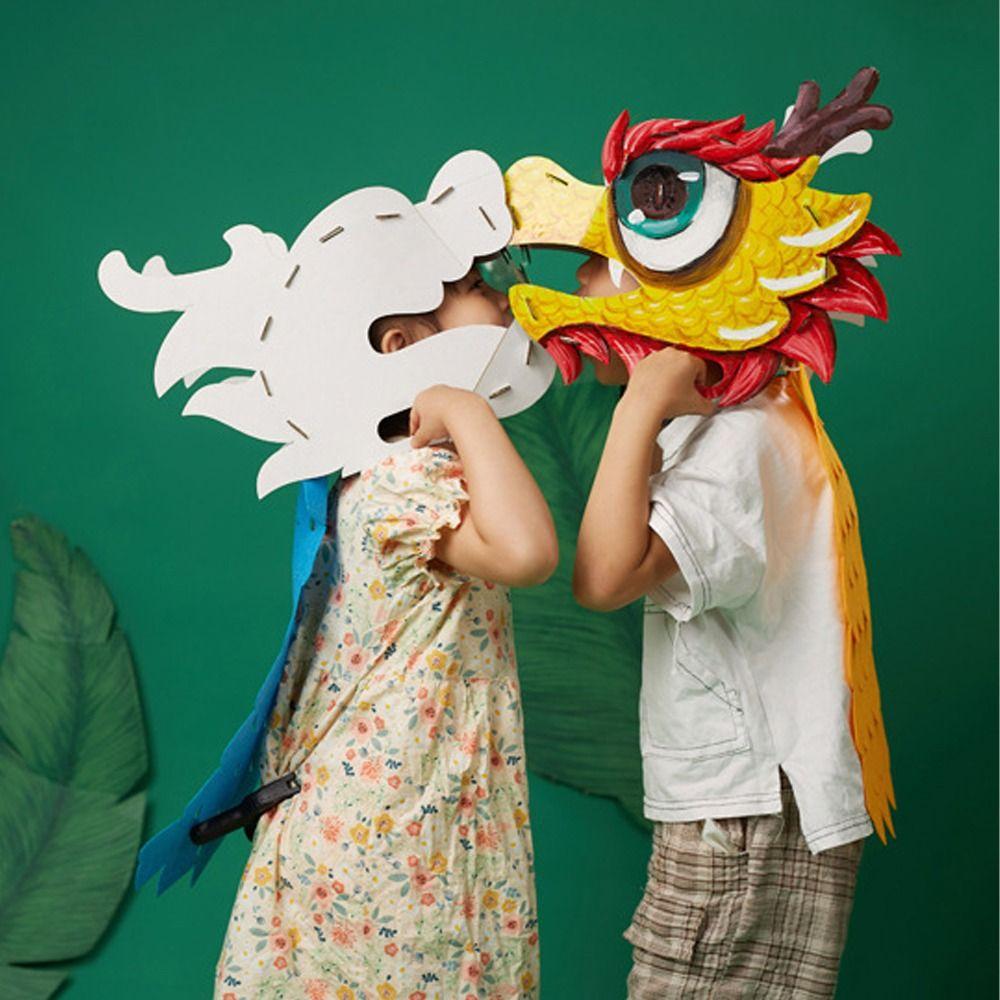Paper Chinese Dragon Head Mask Traditional Children's Making Material Pack Festival Supplies
