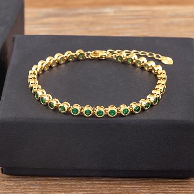

Nidin 6 Colors Shiny Crystal Bracelet For Women Rhinestone Zircon Charm Wrist Adjustable Bangles Girls Exquisite Jewelry Gift зелений