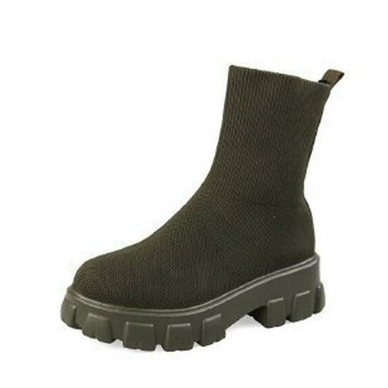 Plus Size Women's Flyknit Sock Boots: Autumn Martin Style, Breathable Candy Colors, Platform Thick Sole, Short Boots