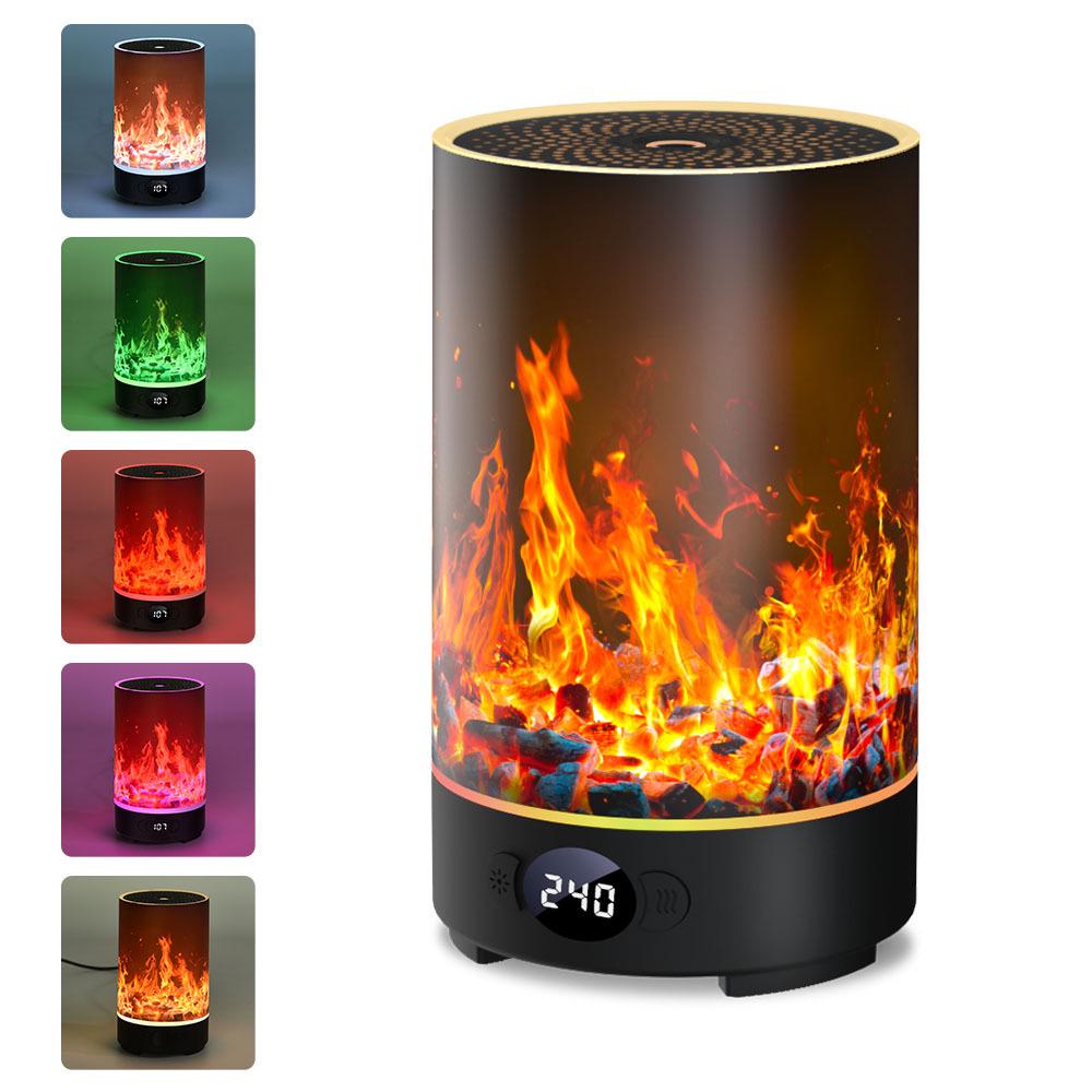 USB Desktop Aroma Diffuser with Flame Effect, Large Mist Humidifier, RGB Ambient Light - Ideal for Hotels & Commercial Spaces