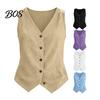 Wrinkle Resistant Women Shirt Linen Vest Tops for Women, V-Neck Sleeveless Button Down Tank Vintage Style Tops, Wrinkle-Resistant Casual Office Party