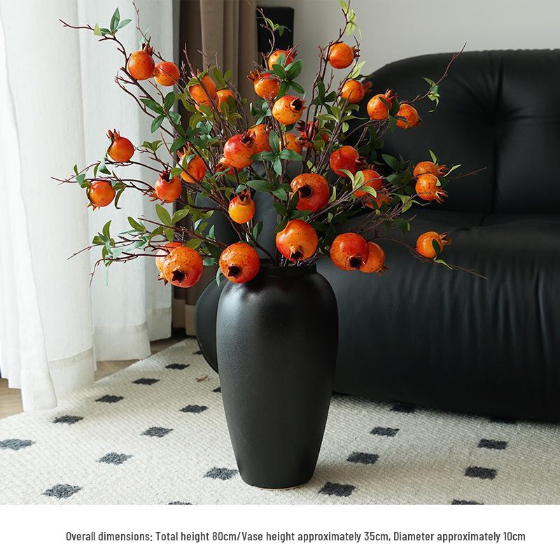 Artificial Flower Arrangement for Home Decor - Persimmon and Pomegranate Branches for Living Room, Dining Table, or Entrance Hall Display