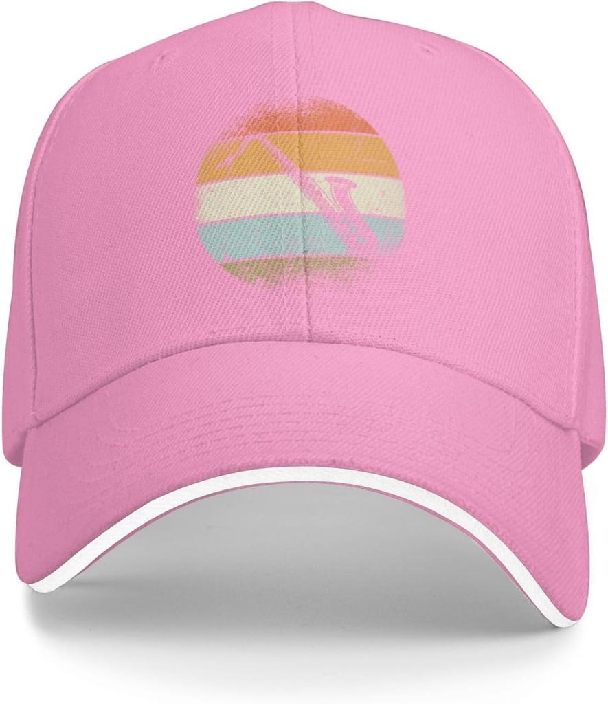 Retro Saxophone Sunset Print Baseball Cap Vintage Adjustable Cotton Casual Hat for Unisex Adults