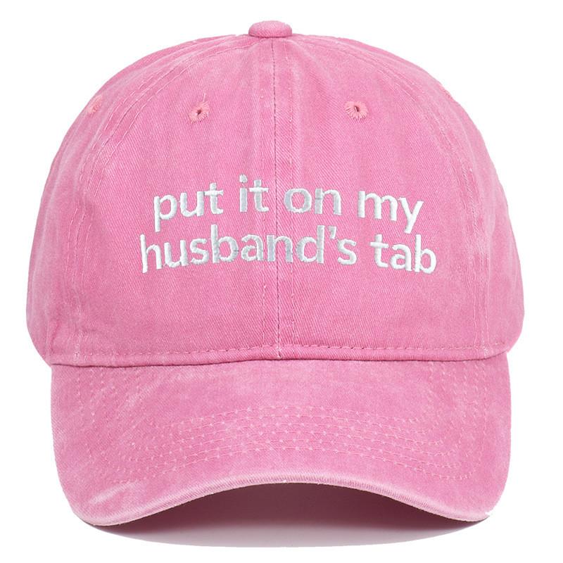 Put It On My Tab Embroidered Cotton Baseball Cap With Sunshade For Outdoor Casual Wear
