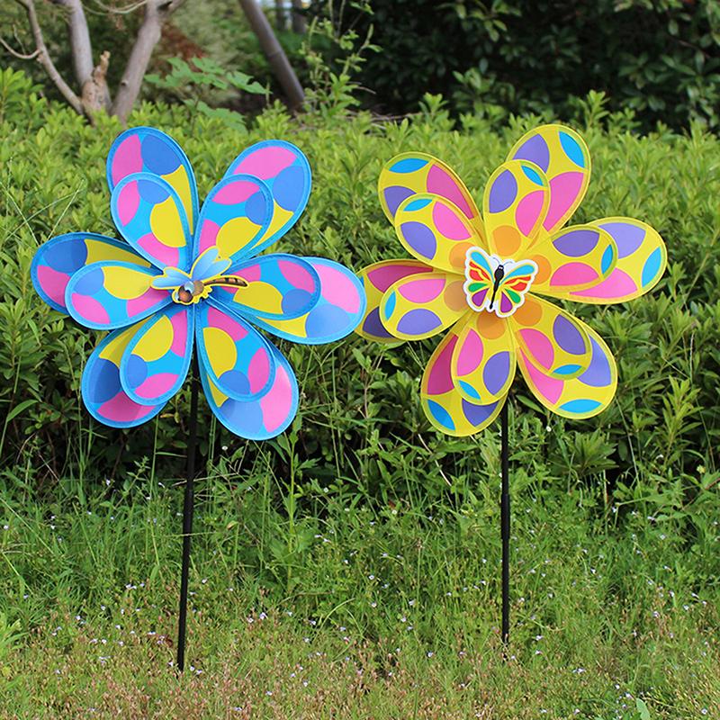 

1 шт. Уличная вращающаяся двухслойная полосатая ветряная мельница, красочный ветряк, украшение для дома и сада, детские пластиковые игрушки