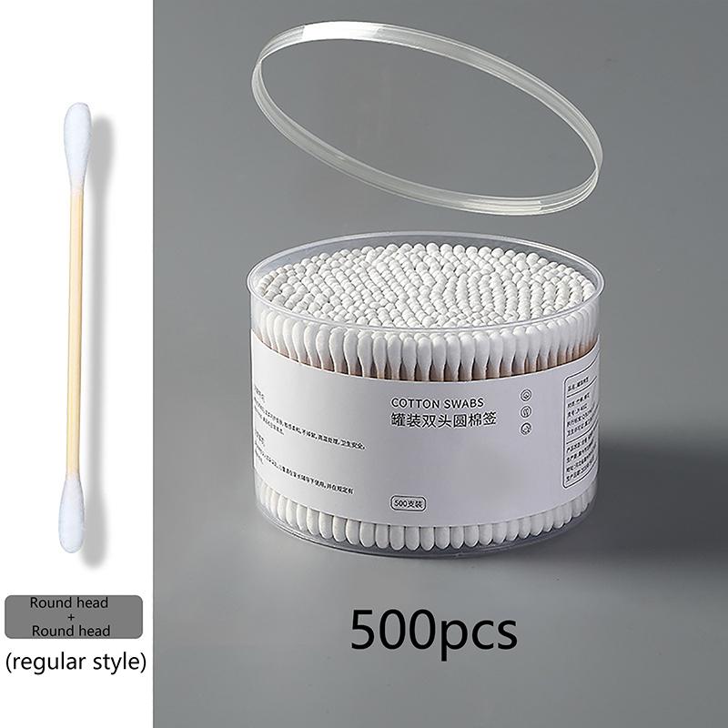 

500 шт. в коробке одноразовые косметические ватные палочки с двойной головкой для женщин, ватные палочки для макияжа, деревянные палочки, инструмент для чистки носа и ушей