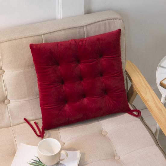 Seat Cushion Crystal Velvet Fabric Thickened High-Elastic Sponge Long Sitting Comfort Cushion Anti-Slip Design Solid Color Chair Cushion