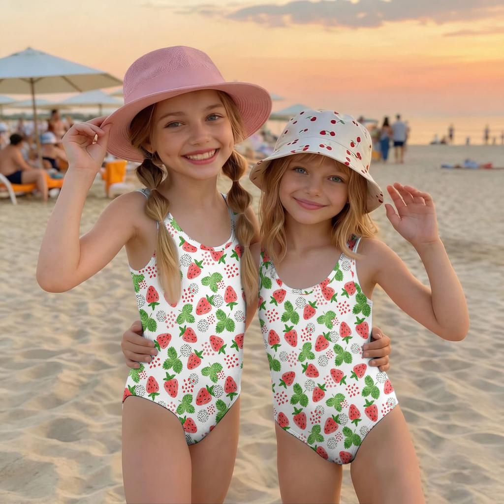 Girls One Piece Swimsuit Summer Kids Fruit Print Swimwear Toddler Bathing Suit Children Casual Beachwear for Swimming Pool