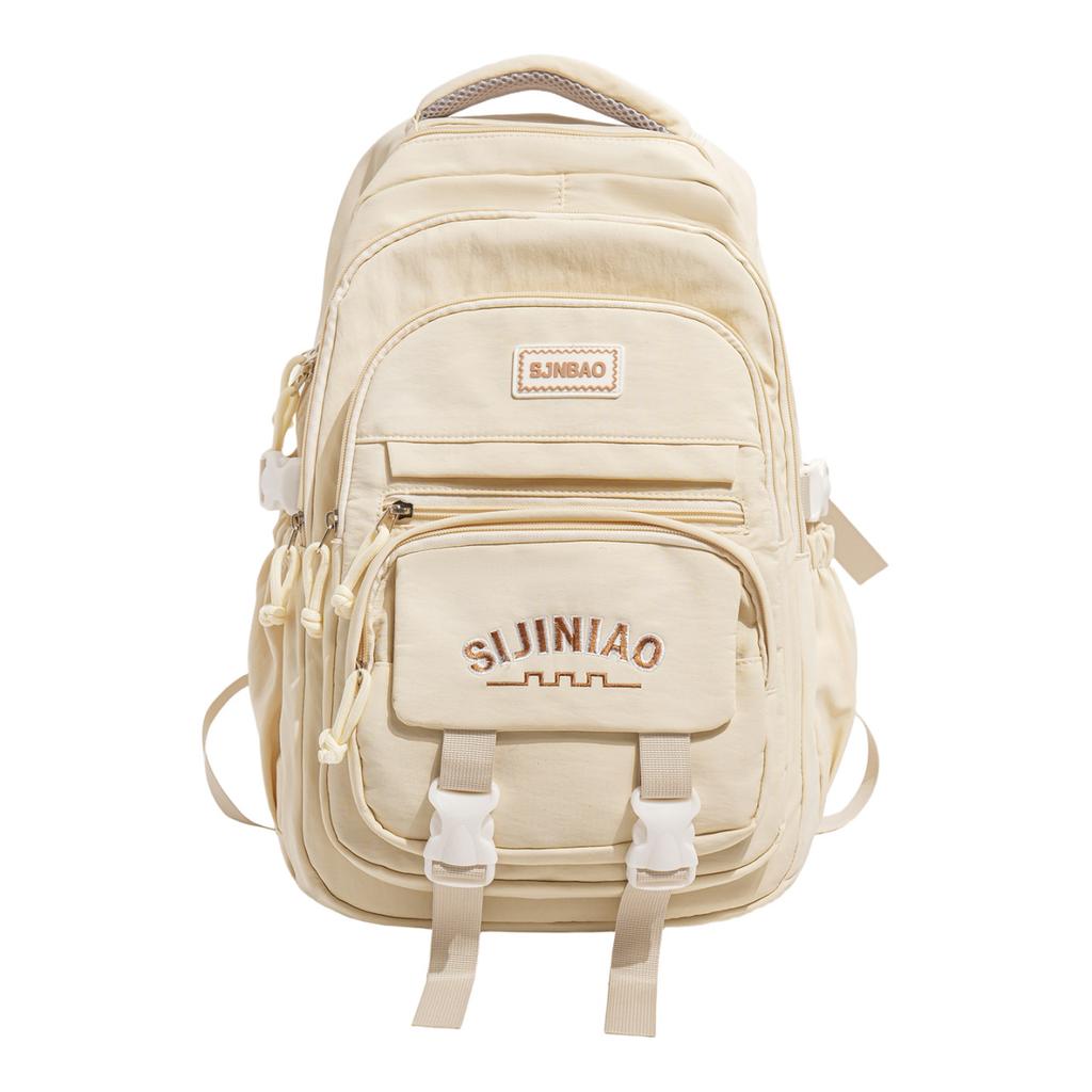 Schoolbag New Campus Style High Value Large Capacity School Bag Fashion Versatile Solid Color Backpack Wide Shoulder Strap Lightweight Backpack Women