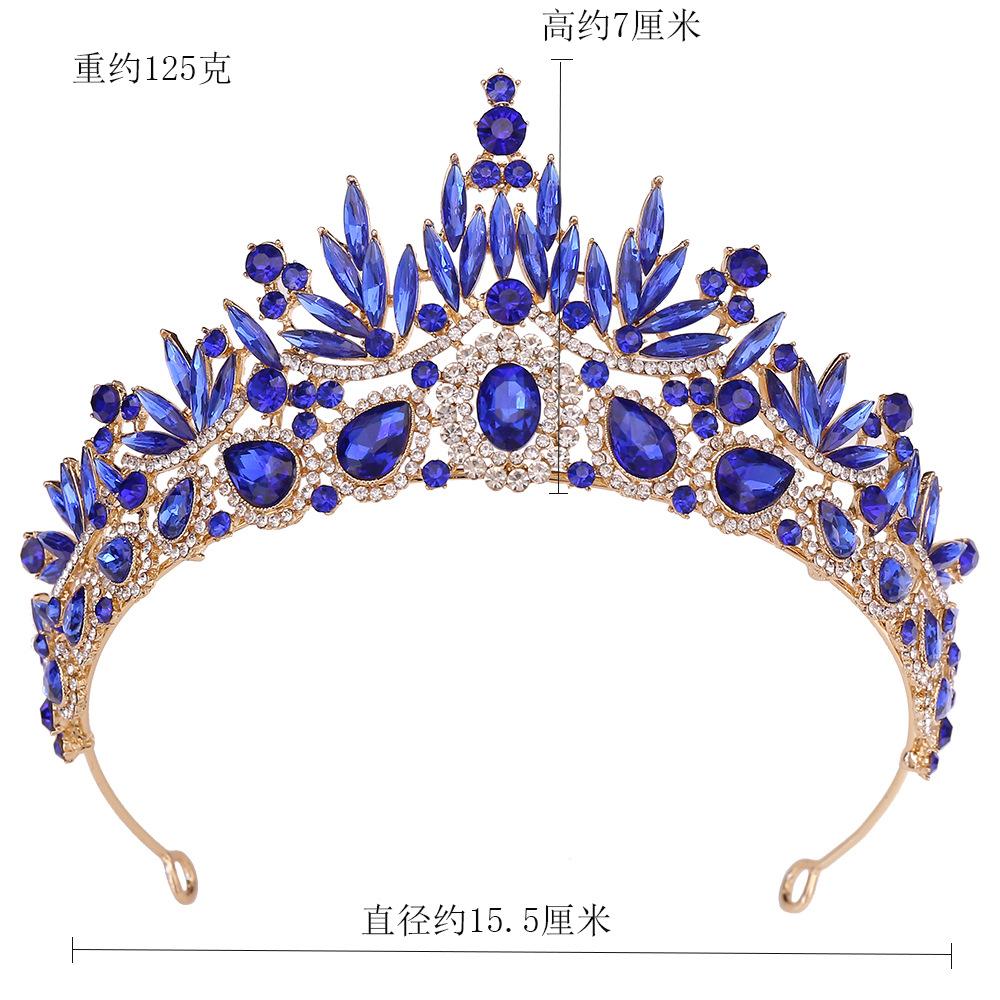 DIEZI Luxury Elegant Green Blue Red Crystal Tiara For Women Wedding Party Dress Elegant Queen Bridal Bride Rhinestone Crown