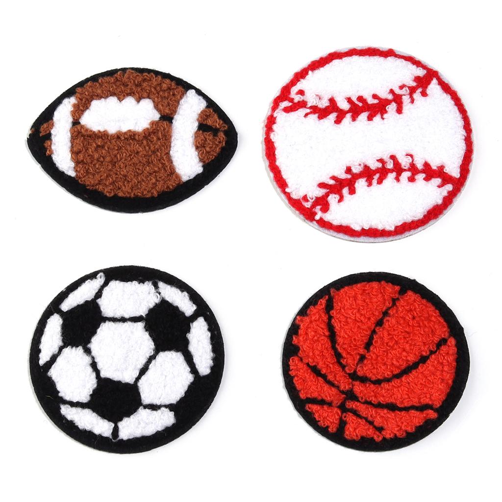 4pcs Sports Towel Embroidered Fabric Patches Basketball Football Rugby Baseball Ironing Patches For Clothing Sewing DIY Applique