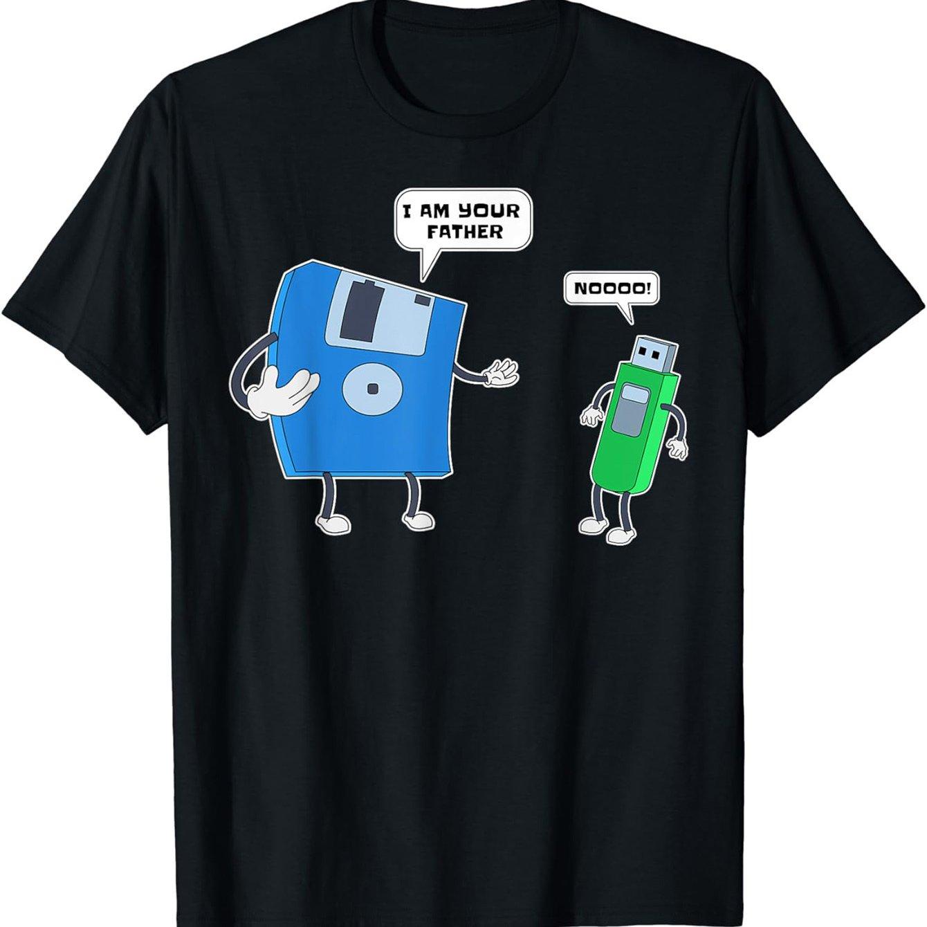 

Father Son Floppy Disk Engineer Graphic Tee Casual Round Neck Tshirt for Man Comfortable Breathable Summer 4XL