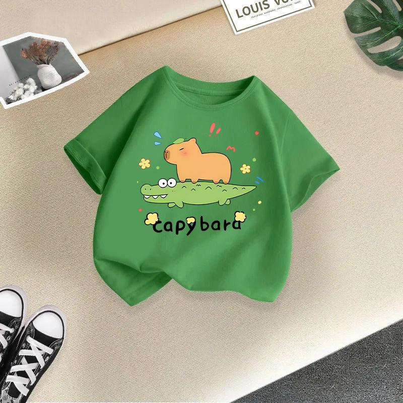 Children's Casual Short-sleeved T-shirt, Summer Boys' And Girls' Cute Capri Blouse