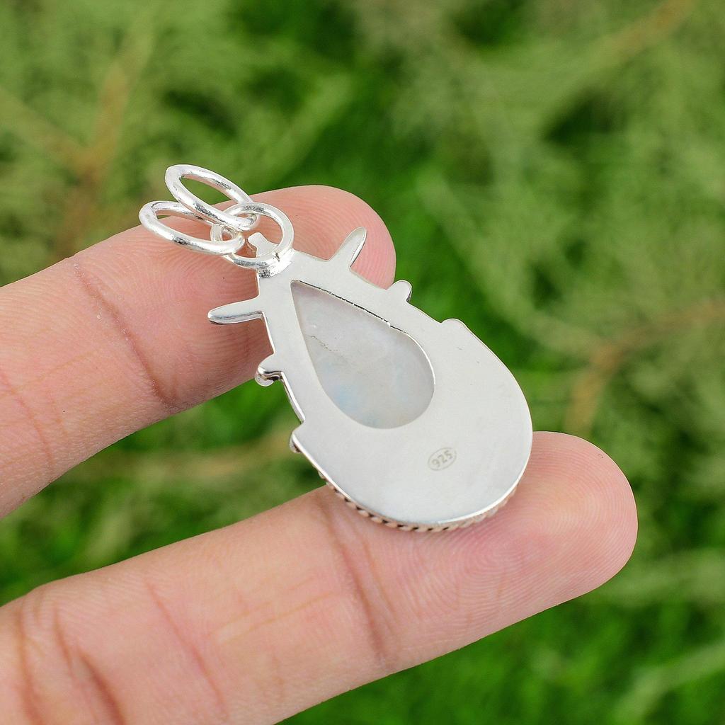 Daughters Day Sale Rainbow Moonstone Gemstone Pendant Jewelry Sterling Silver