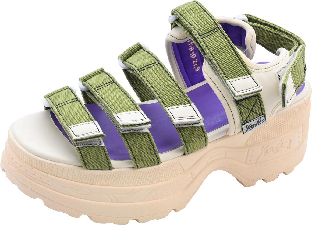 Yosuke Women's Olive Combination Sandals, Size 22.5cm, 2810128