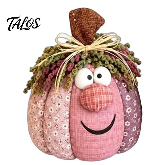 Handmade Harvest Ornaments for Thanksgiving Whimsical Patchwork Pumpkin, Pumpkin Table Decor, Cute Smiling Face Retro Decorations Halloween